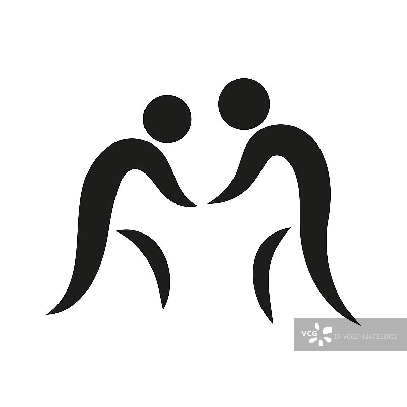 单色背景上的摔跤图标图片素材