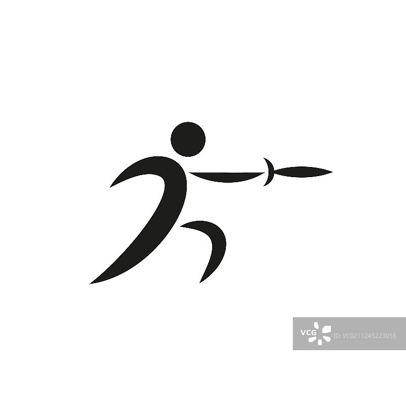 白色背景上的单色击剑图标图片素材