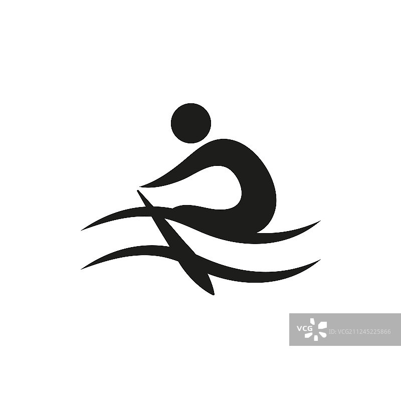 白色背景上的单色划艇图标图片素材