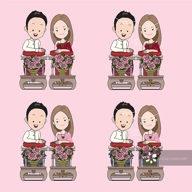 泰式婚礼传统圣水卡通图片素材