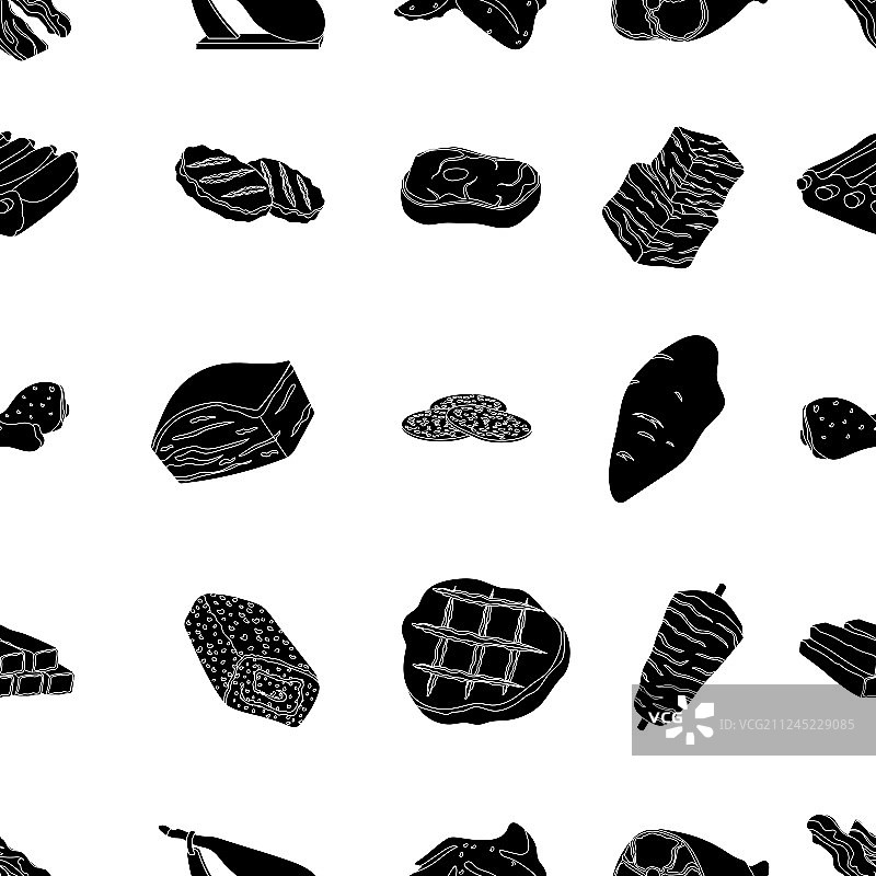 黑色风格的肉类图案图标大合集图片素材