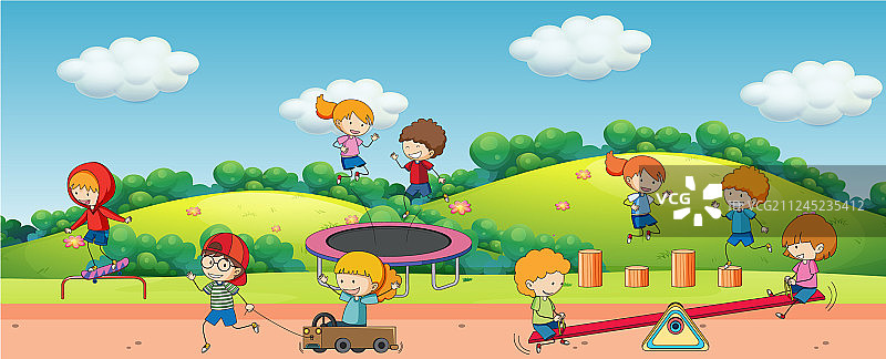 孩子们在操场上玩耍图片素材