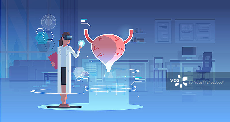 戴数码眼镜的女医生正在看图片素材