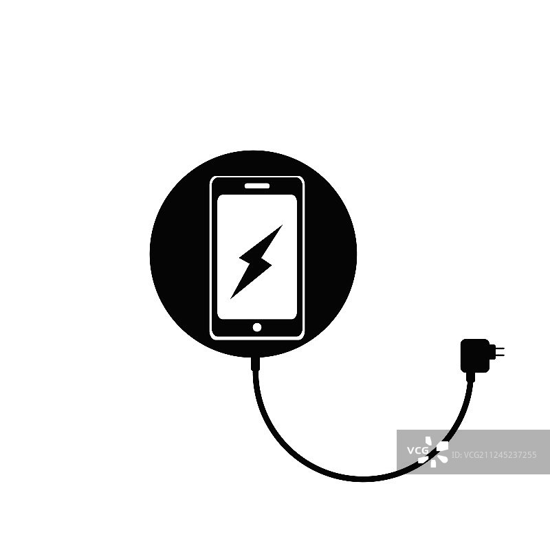 隔离的智能手机无线充电图标图片素材