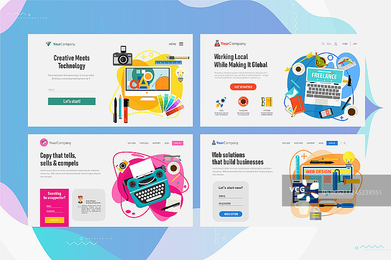 用于Web开发的单页网站工具包图片素材