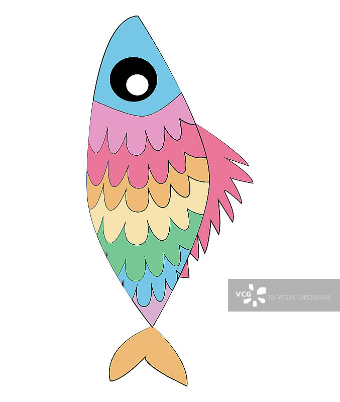 带有彩色彩虹鳞片的精美鱼图片素材