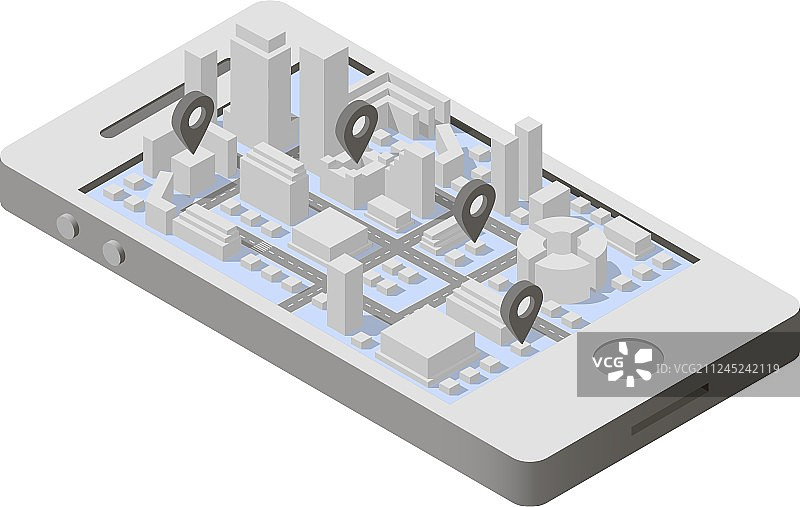 智能手机上的城市规划2.5D图图片素材