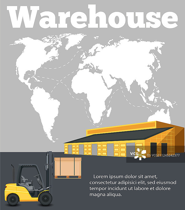 带叉车的仓库banner图片素材