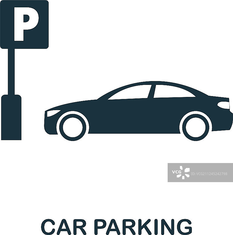 汽车停车图标单色风格设计图片素材