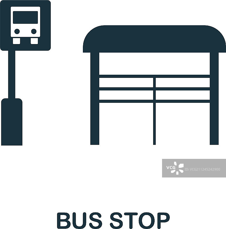 城市中的单色风格公交车站图标设计图片素材