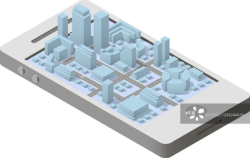智能手机上的城市规划2.5D图图片素材