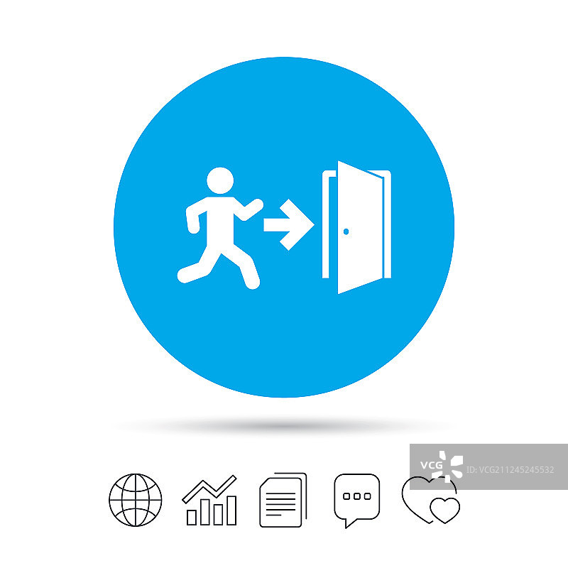 带有右箭头的紧急出口标志图标图片素材