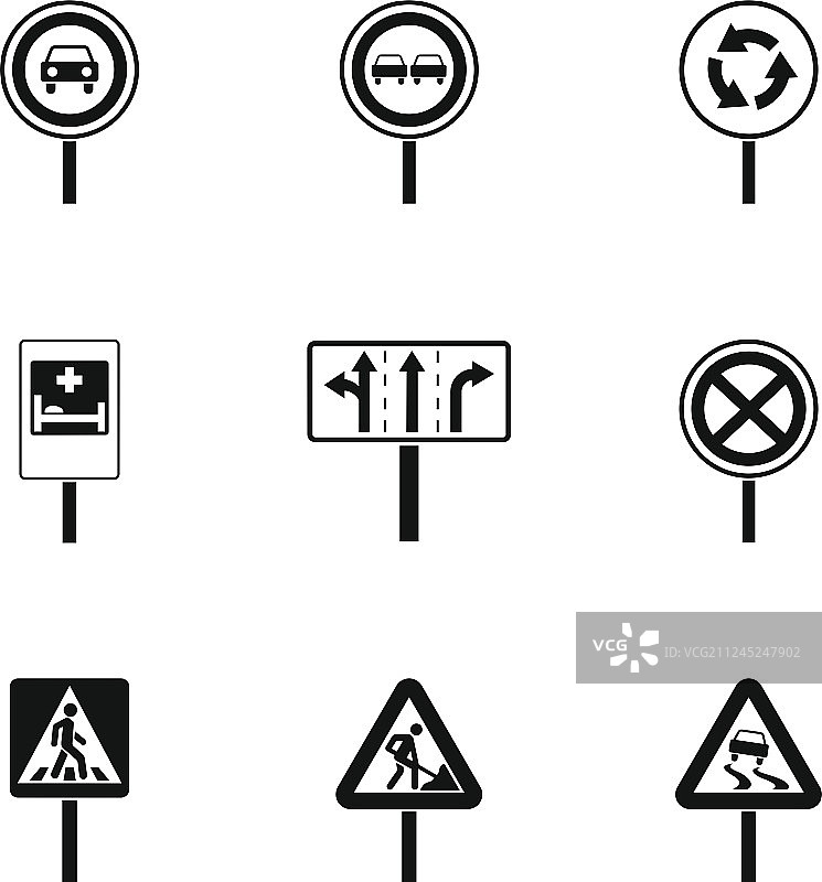 简约风格交通标志图标合集图片素材