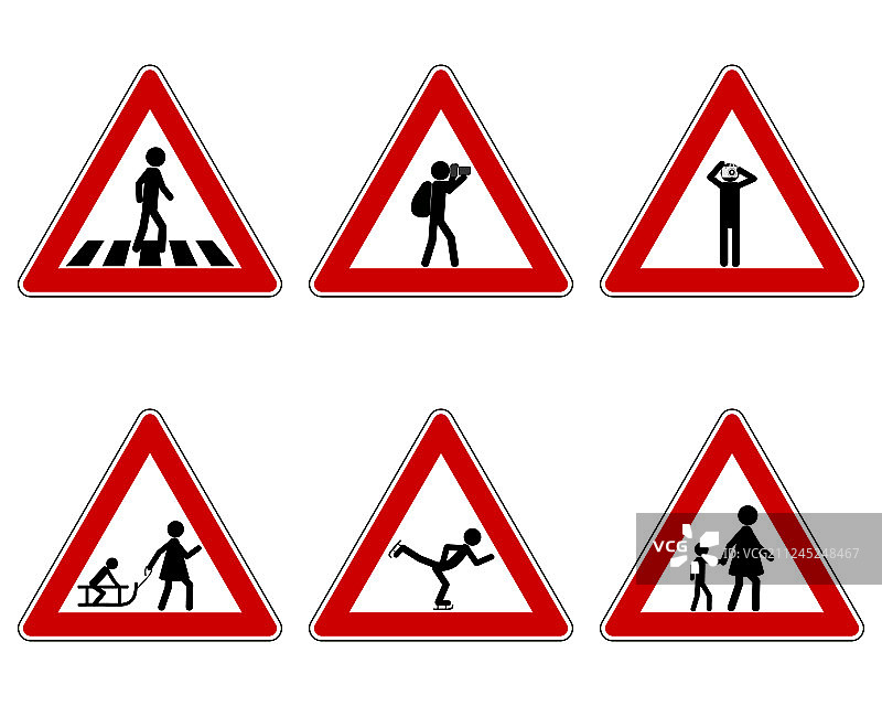 各种运动交通警告标志图片素材