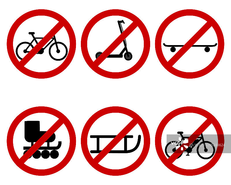 各类运动交通禁行标志图片素材