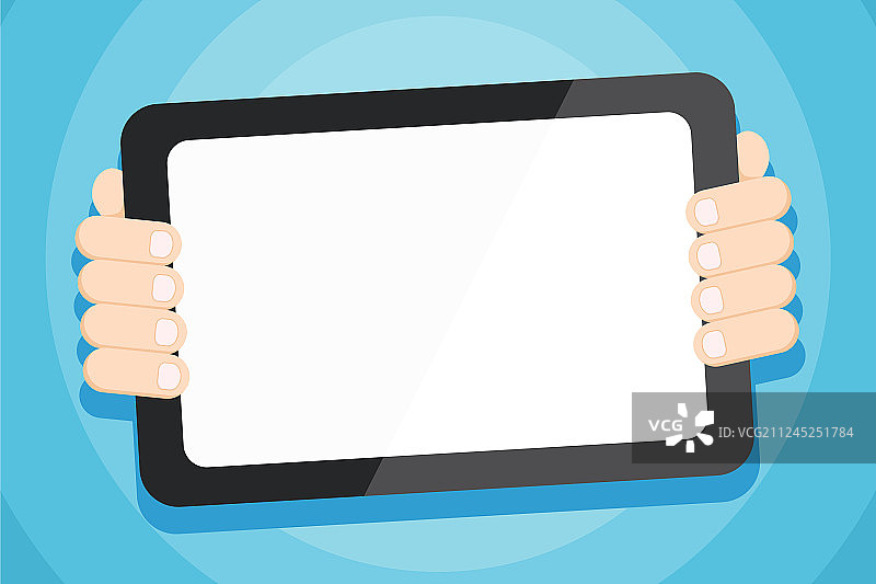手持空白屏幕彩色平板电脑图片素材