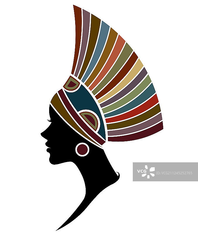 白色背景上的非洲女性剪影时装模特图片素材