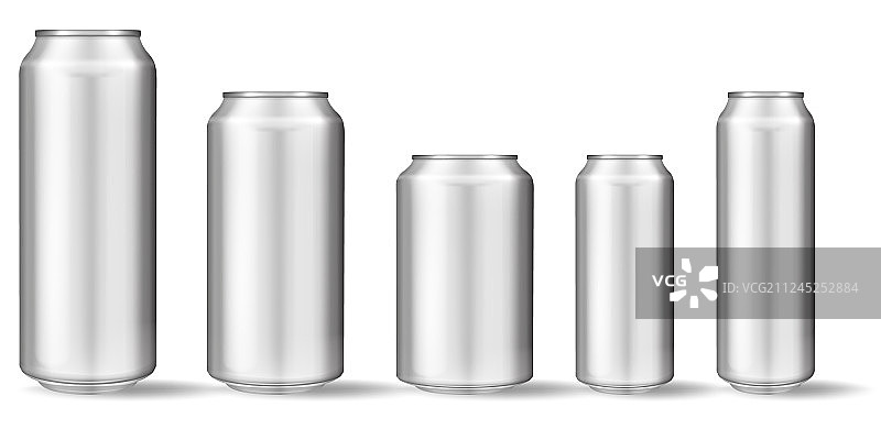 白色背景上的逼真铝罐图片素材