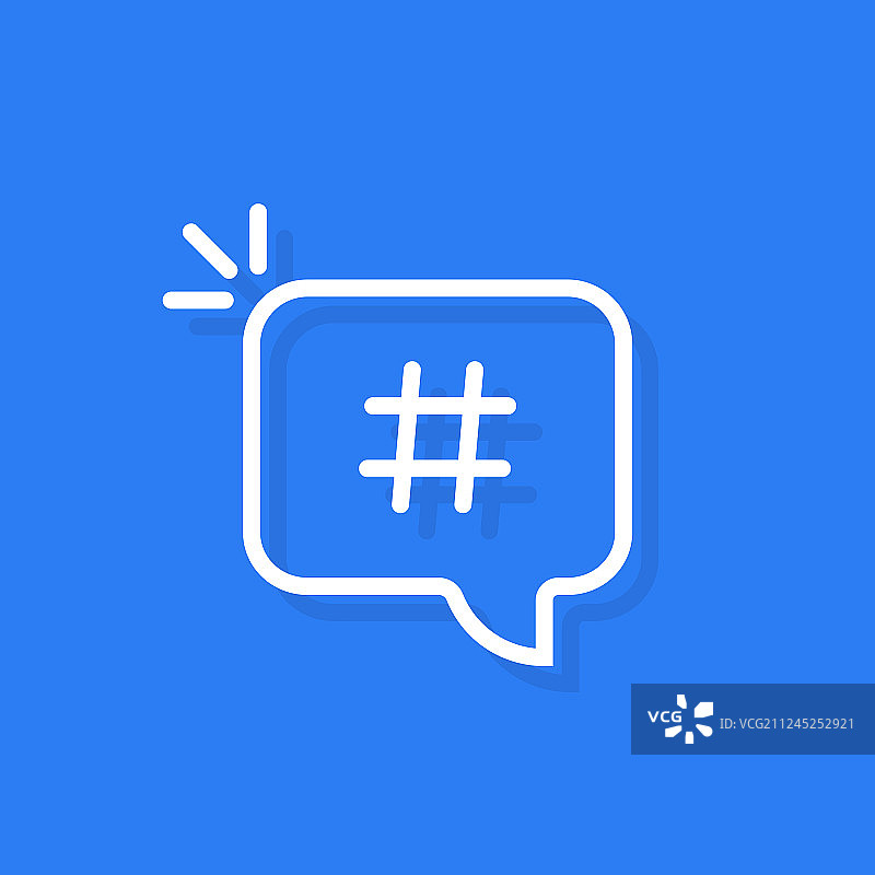线性白色气泡中的井号标签标志图片素材