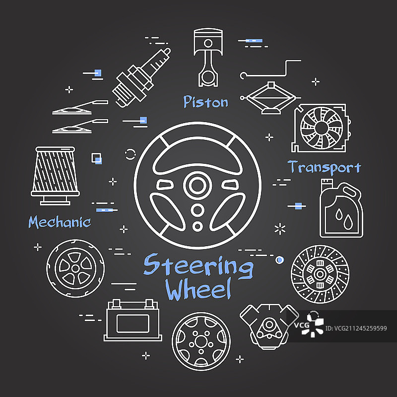 方向盘的黑色线性banner图片素材