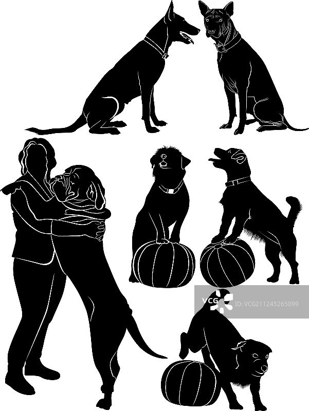 狗狗剪影合集图片素材