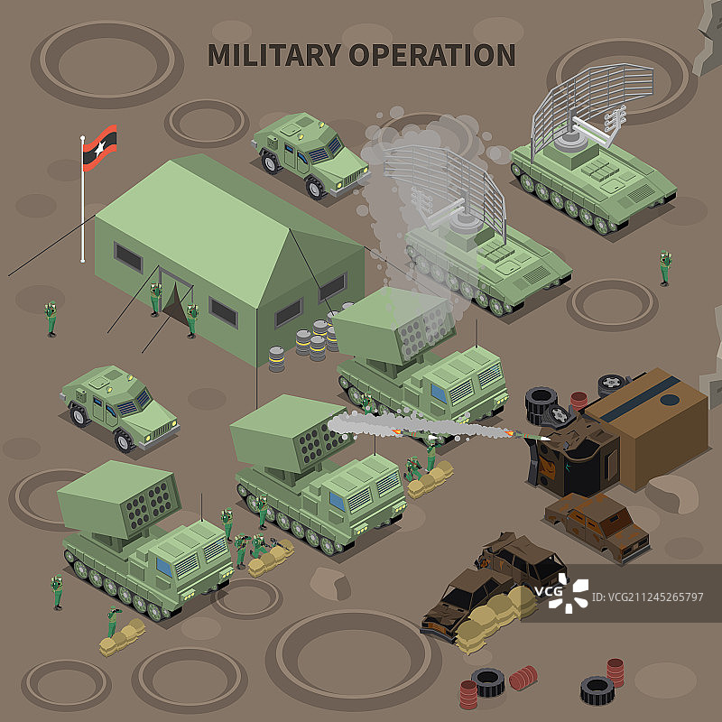 军事行动2.5D合成图图片素材