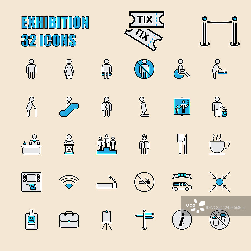 展览与社区细线64x64像素32图片素材