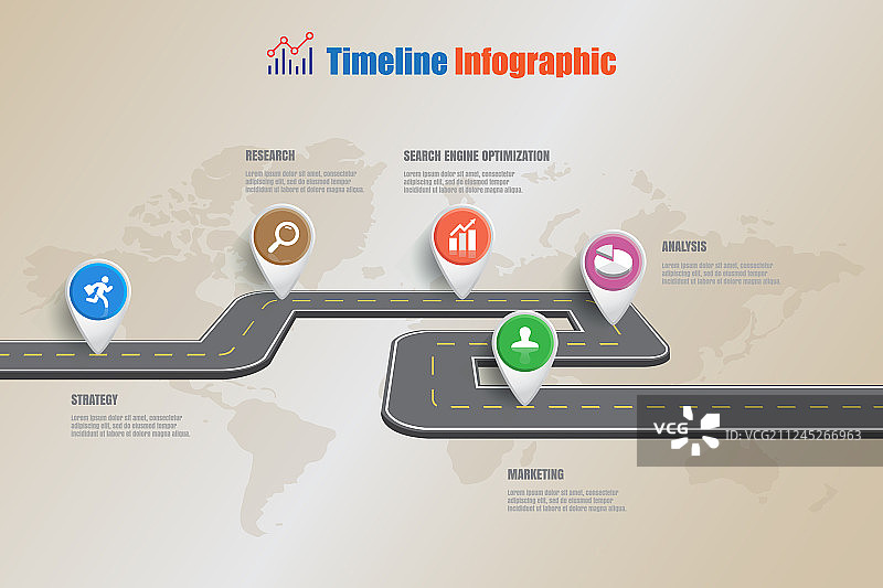 商业路线图时间轴信息图图片素材