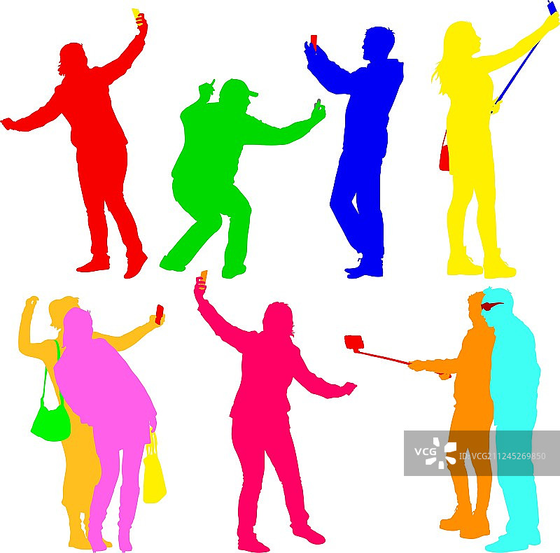 男人和女人自拍的剪影图片素材