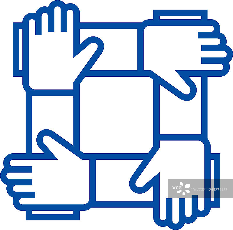 合作协作帮助线性图标概念图片素材