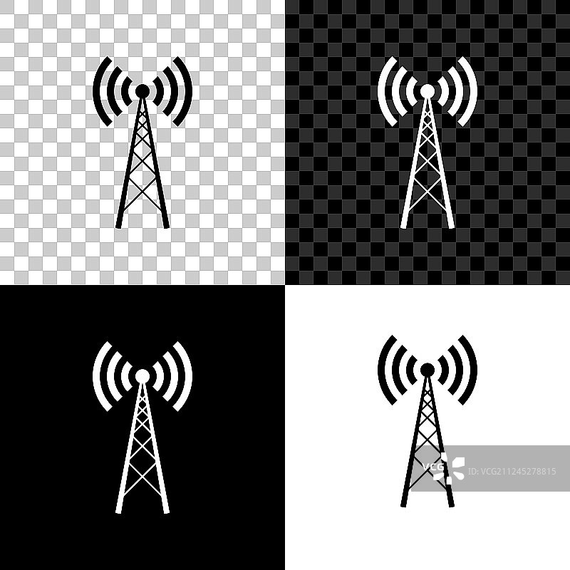 黑色和白色背景上的天线图标图片素材