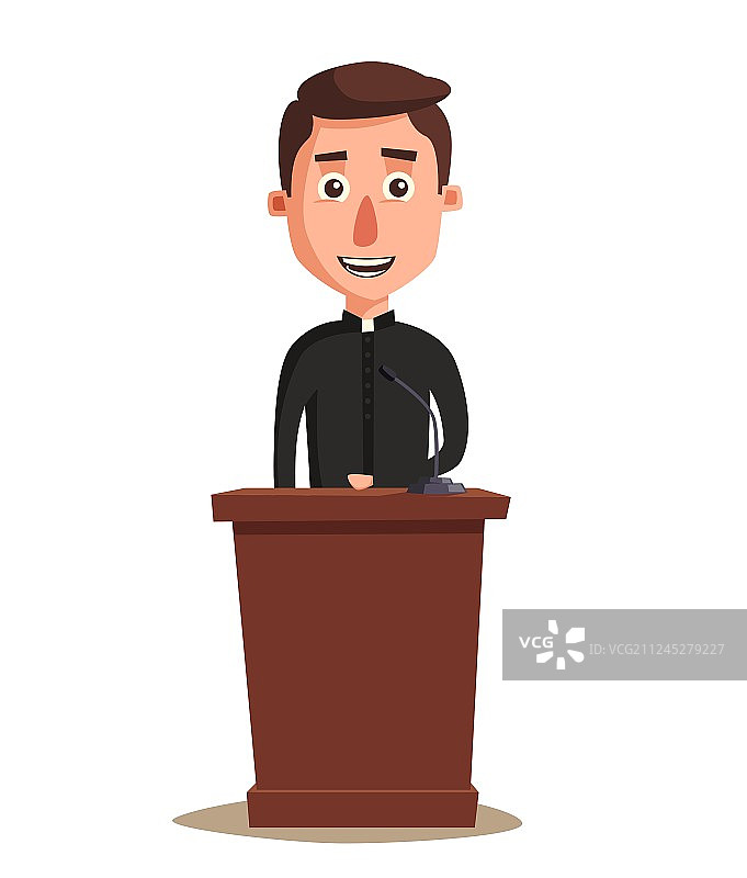 年轻天主教神父卡通图片素材