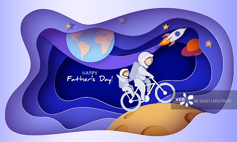 父亲节快乐剪纸风格贺卡图片素材