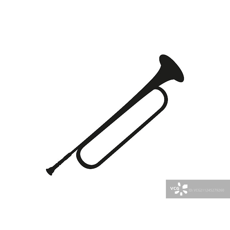 白色背景上的黄铜军号乐器图片素材