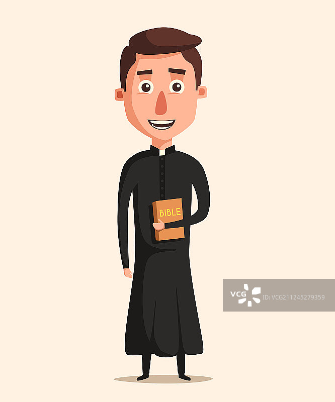 年轻天主教神父卡通图片素材