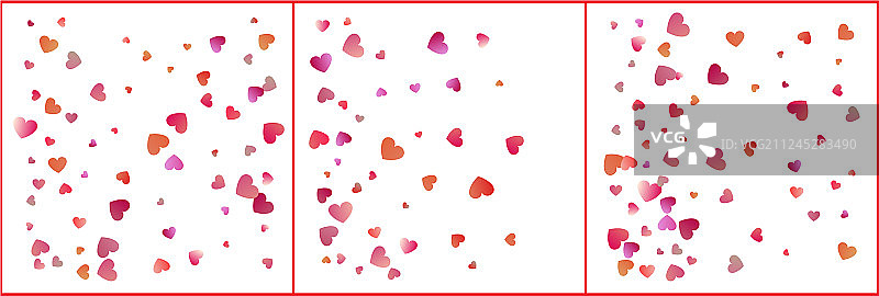 红色和粉色心形纸屑庆祝简约背景图片素材