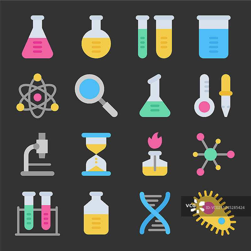 化学科学实验室彩色图标图片素材