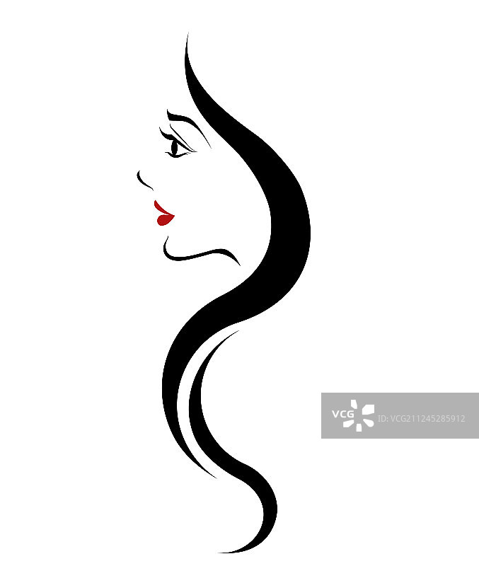 长发女人脸图标logo图片素材