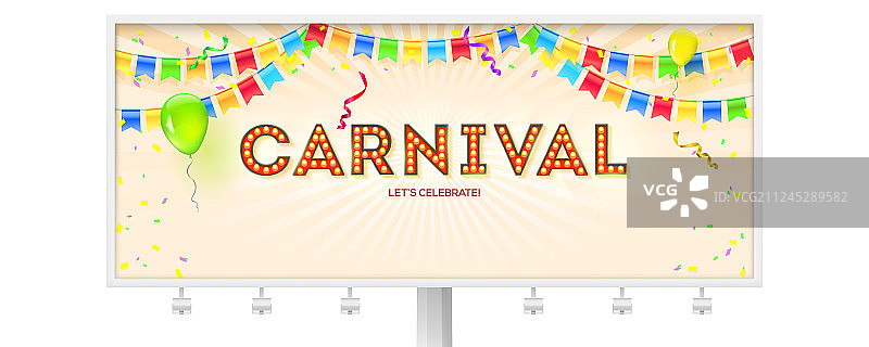 带有嘉年华海报的立体复古广告牌图片素材