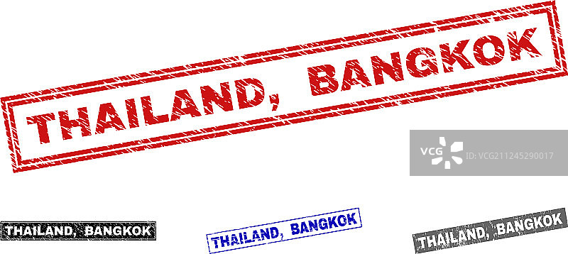 泰国曼谷做旧划痕矩形印章图片素材