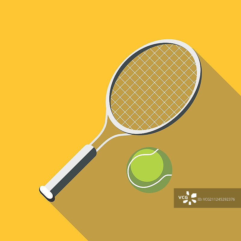 网球拍和球图标扁平风格图片素材