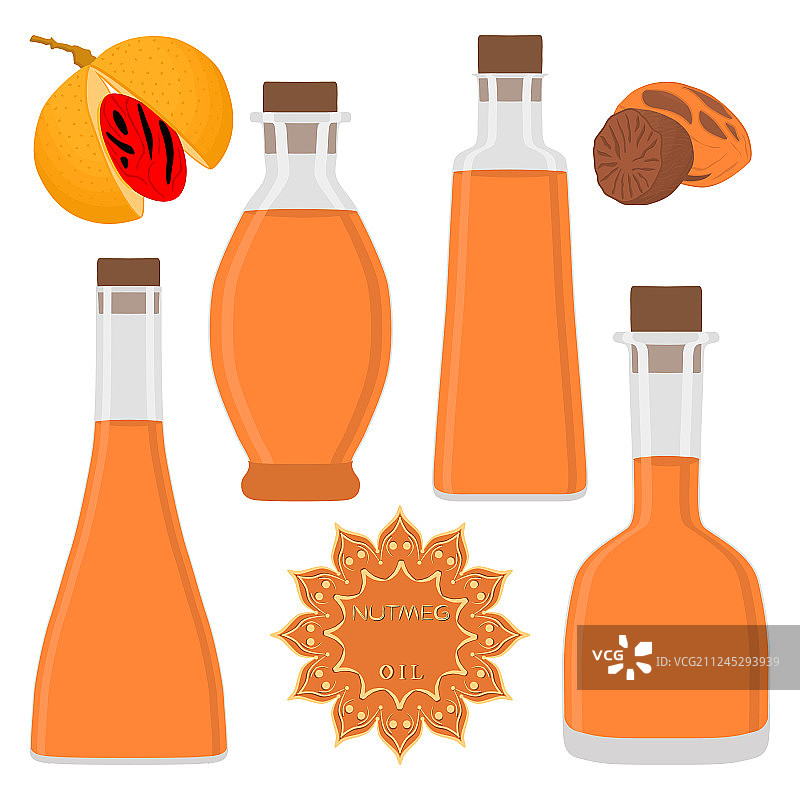 主题大套不同类型的肉豆蔻油图片素材