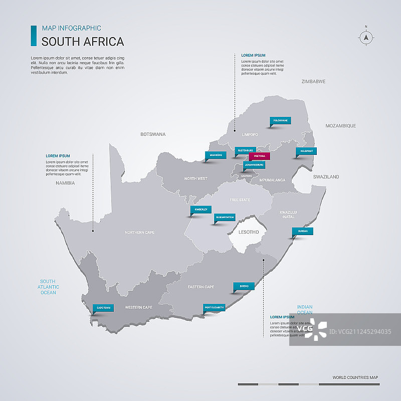 带有信息图的南非共和国地图图片素材