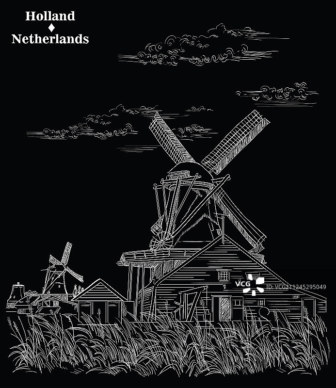 黑色手绘荷兰3图片素材