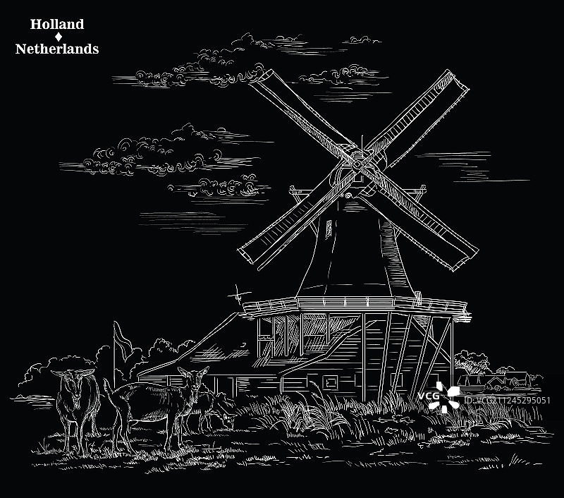 黑色手绘荷兰4图片素材