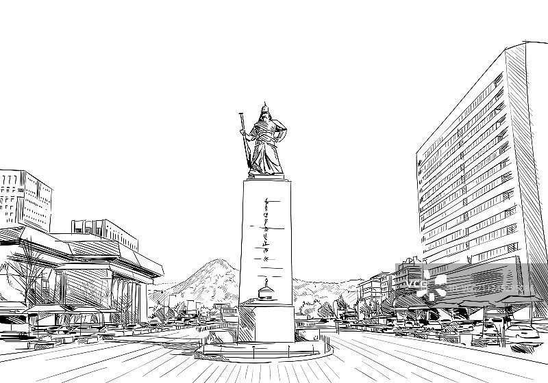 首尔光化门广场雕像图片素材