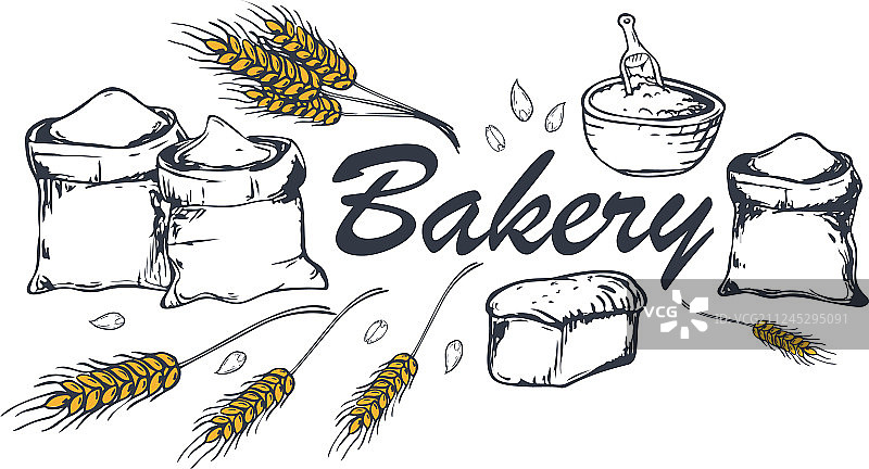 小麦线性面包烘焙banner图片素材