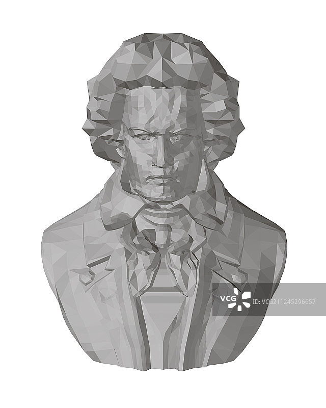 贝多芬半身像多边形3D模型图片素材