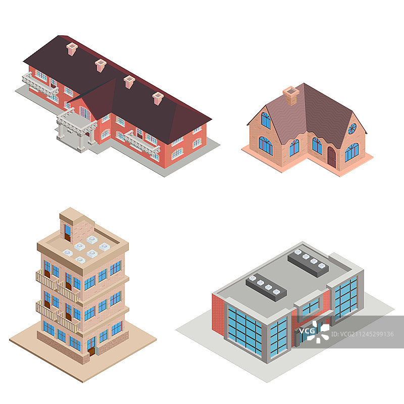 2.5D城市多层住宅合集图片素材