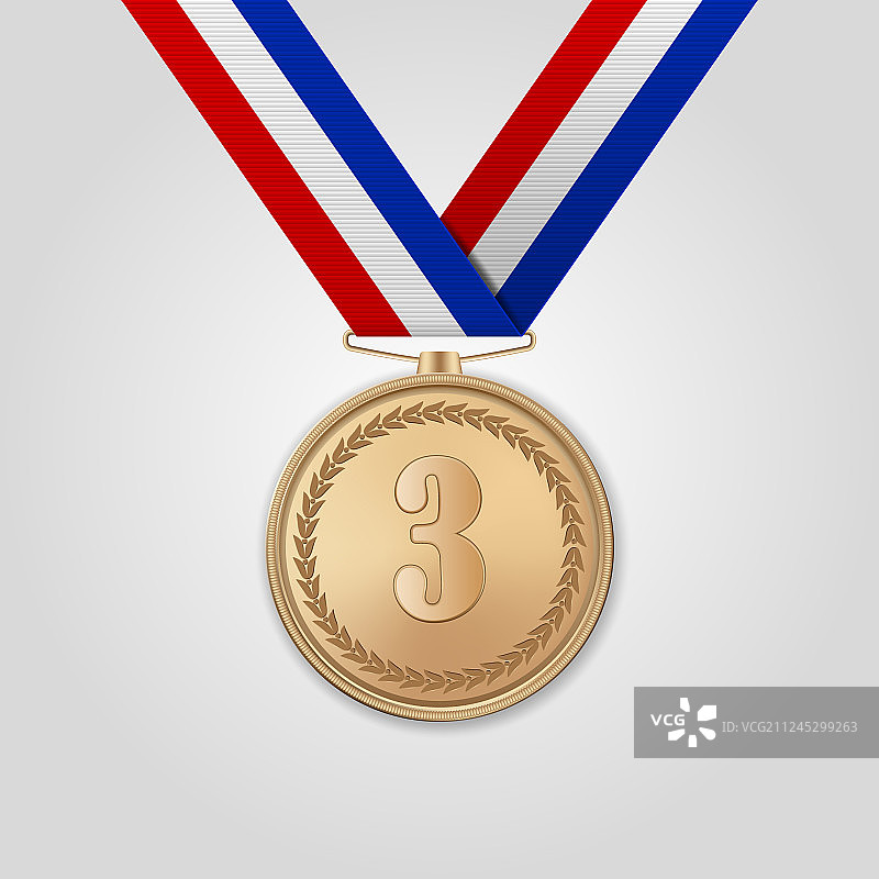 带彩带的3D青铜奖牌图片素材
